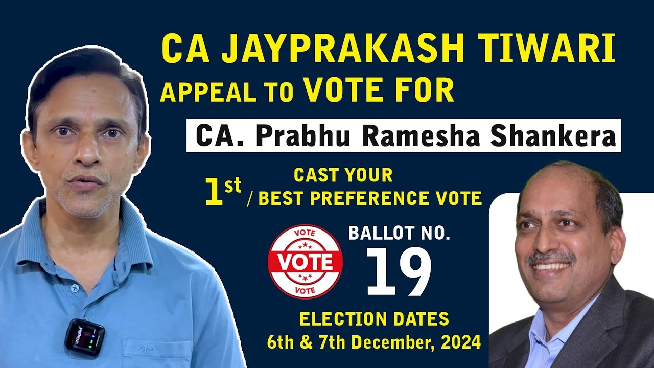 CA Jayprakash Tiwari appeal to vote for CA Prabhu Ramesha