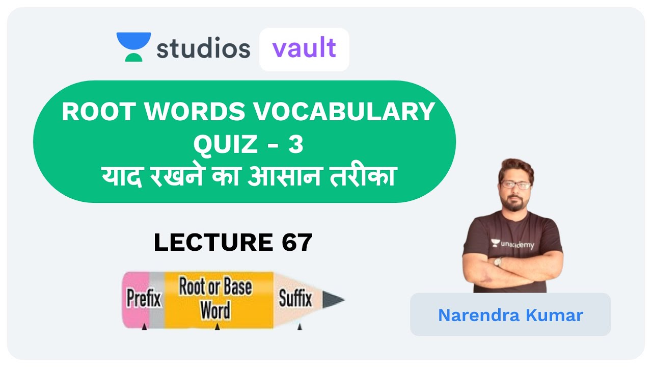 L67: Root Words Vocabulary Quiz -3 I New Pattern English (Banking) I Narendra Kumar