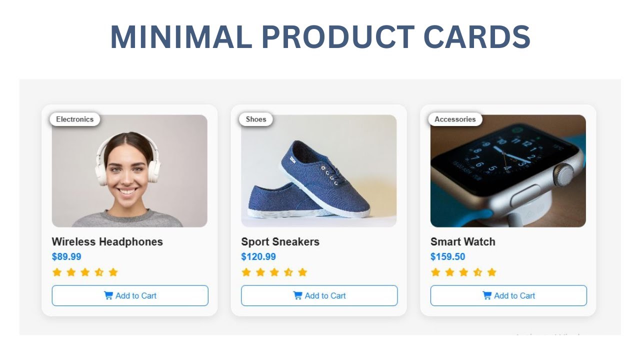 E-Commerce Product Cards Using HTML & CSS | White Glass Minimal UI Design