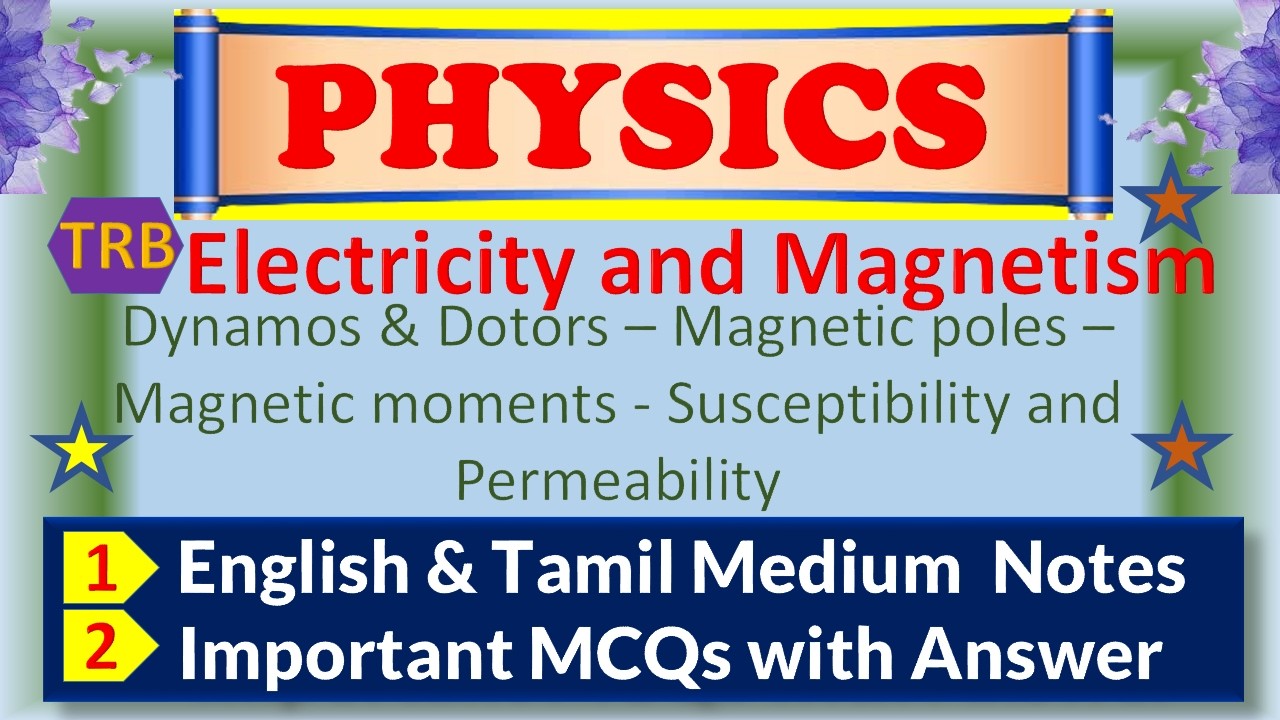 Dynamos and motors I Magnetic poles  I Magnetic moments  I Susceptibility I Permeability TRB PHYSICS