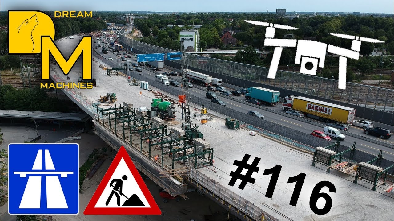 MEGA AUTOBAHN BAUSTELLE #116 LANGENFELDER BRÜCKE A7 HAMBURG *DROHNE*