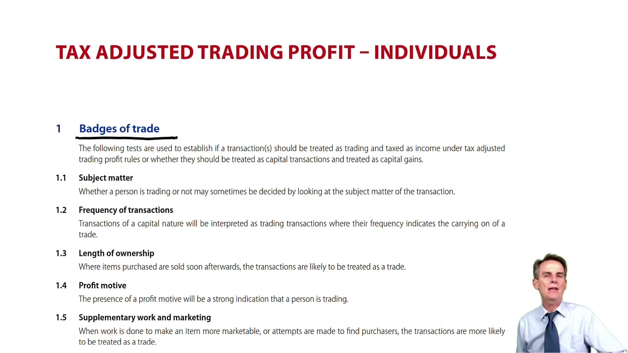 Chapter 4 - Tax Adjusted Trading Profit – Individuals - ACCA Taxation (TX-UK) lectures