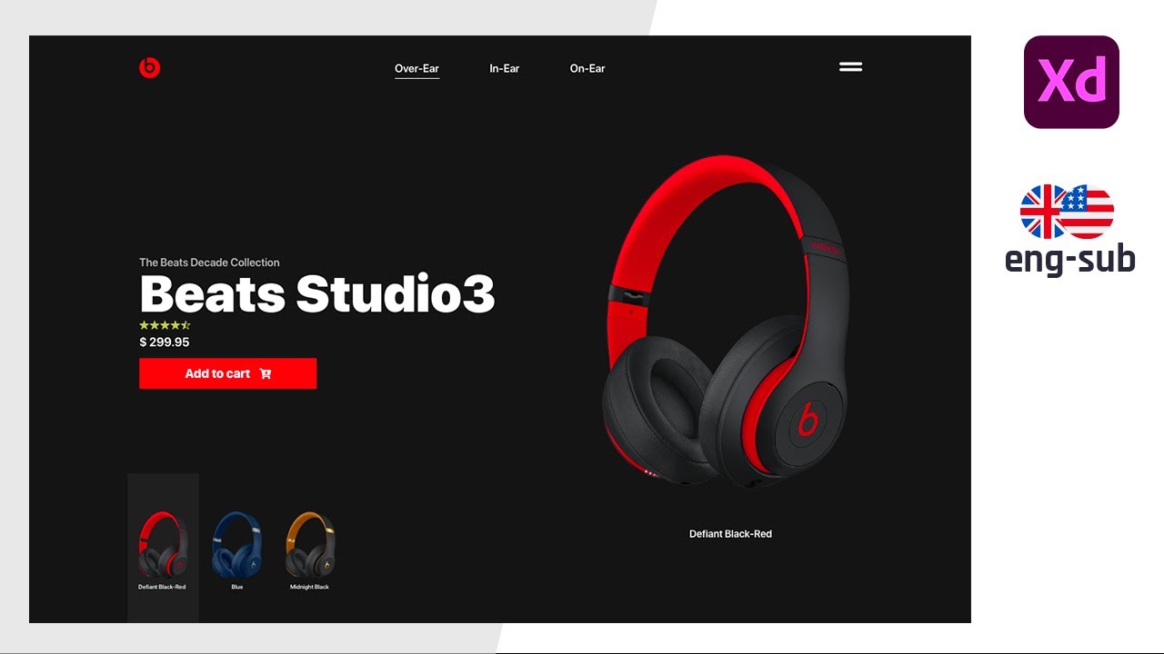 Adobe Xd web design tutorial - Carousel Animation [ENG-SUB]