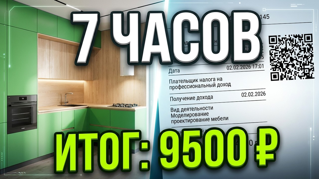 Сделал проект кухни в Базис мебельщик заработал 9500 за 7 часов  на фрилансе в 2026 году