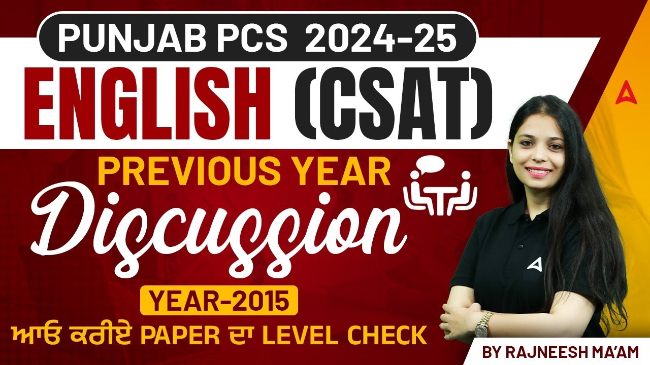 Punjab PCS  Preparation 2024-25 | English (CSAT) Previous year discussion year -2015 | Rajneesh maam