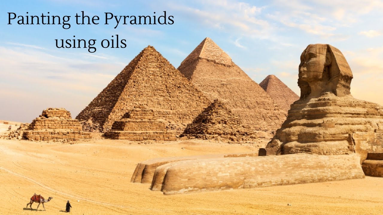 New Art Lesson! Painting the Pyramids and Sphinx using oils on canvas.