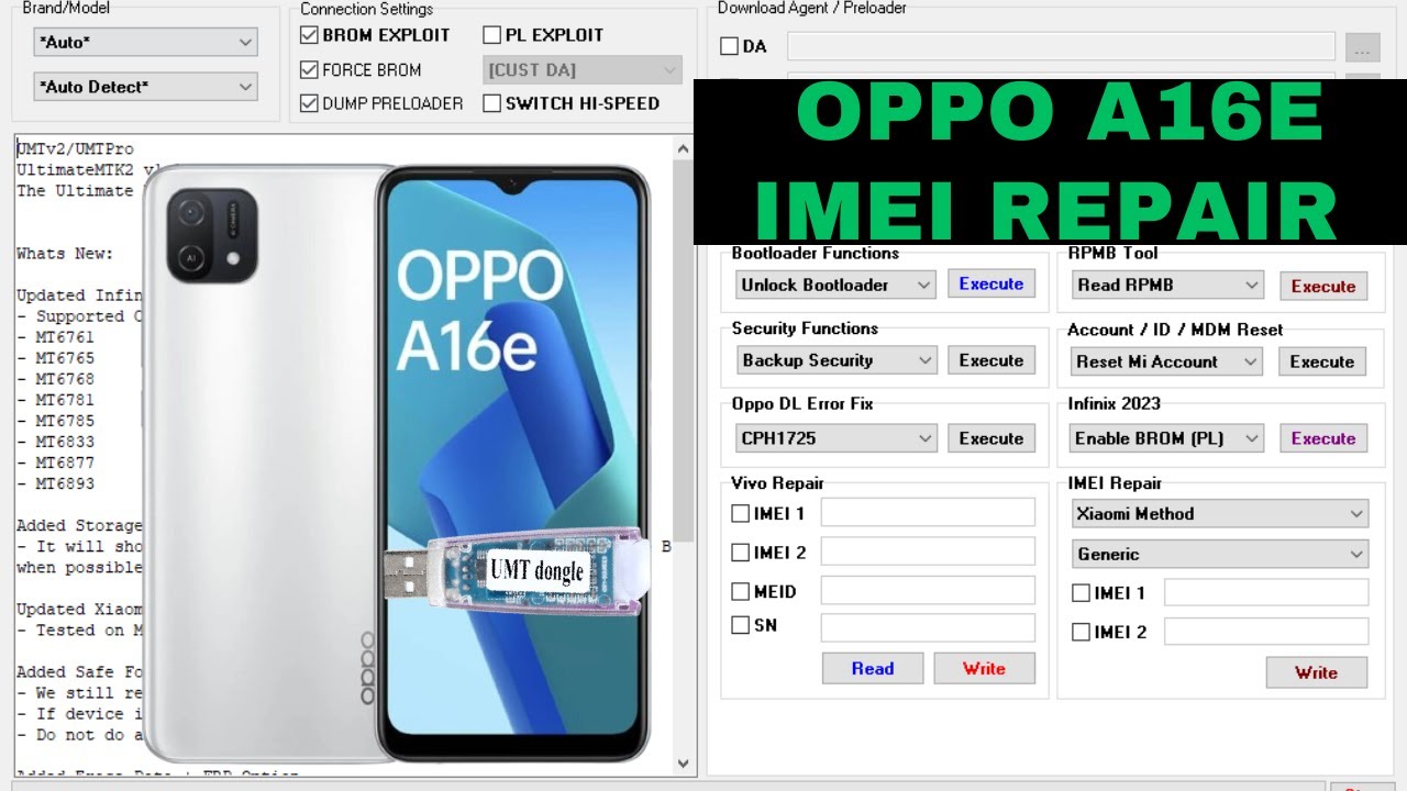 Oppo a16e imei repair umt | 2024