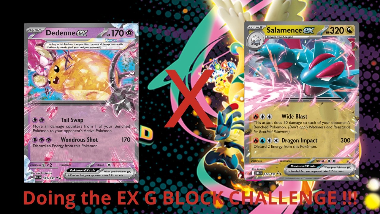 Doing the ex G BLOCK CHALLENGE !!! (Dedenne ex VS Salamence ex) Pokémon TCG Live