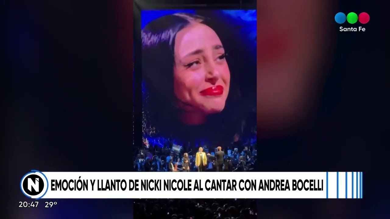 Emoción y llanto de Nicki Nicole al cantar con Andrea Bocelli