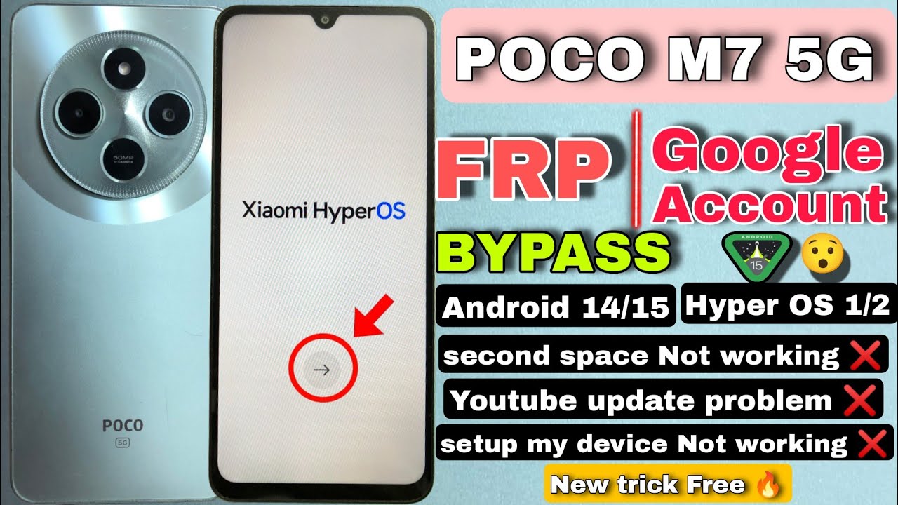 Poco M7 5G FRP Bypass Android 14/15 | Poco M7 Google Account bypass hyper OS 1/2 | without PC New 🔥
