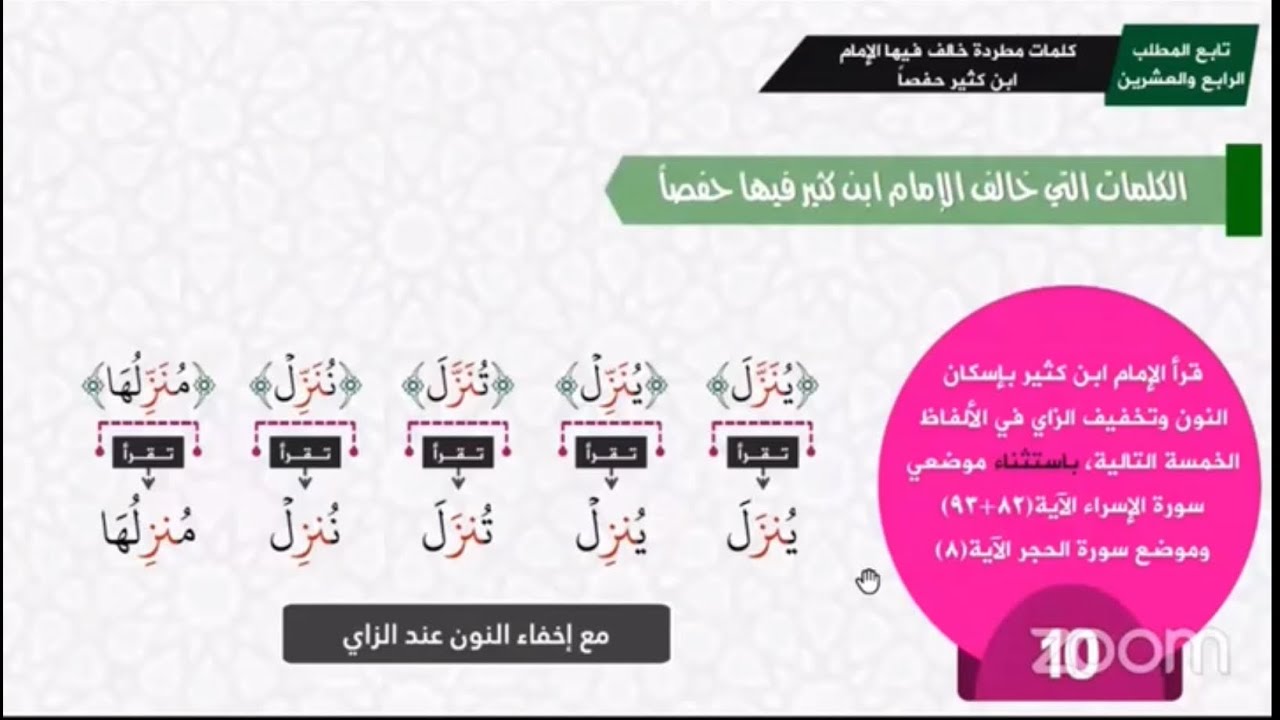 قراءة ابن كثير : كلمات فرشية خالف فيها حفص