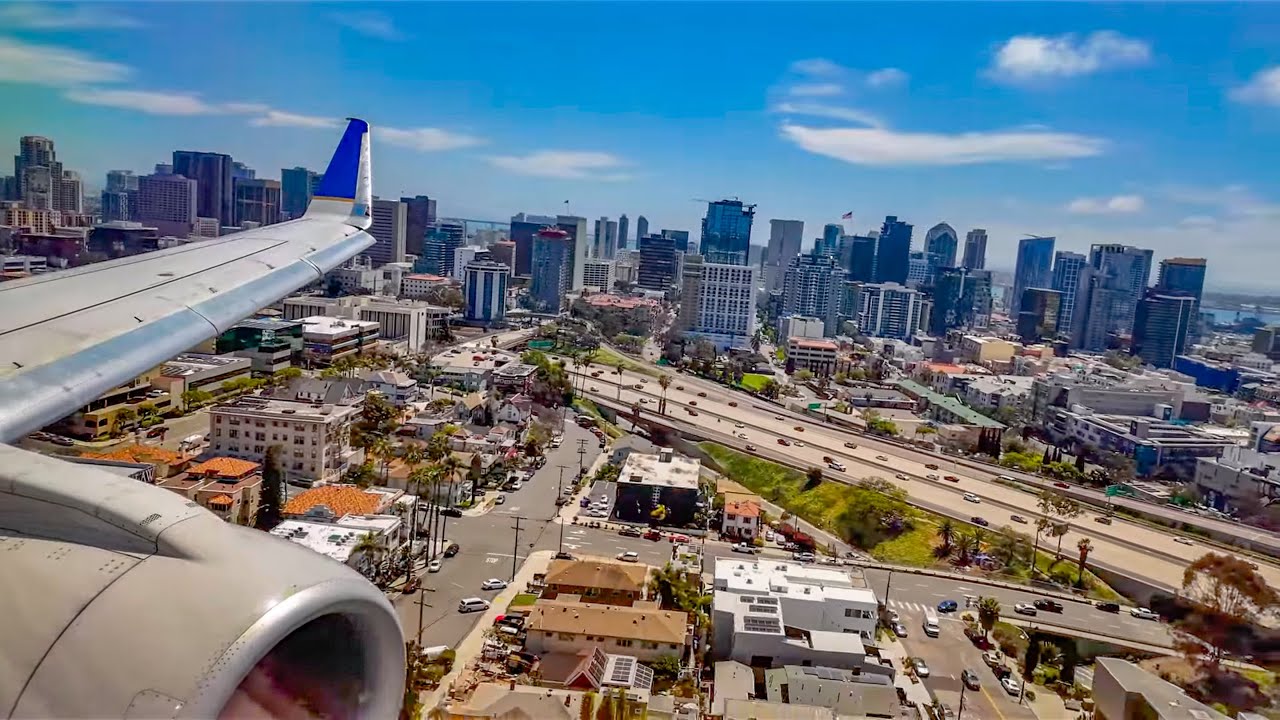 FULL FLIGHT VIDEO! LOS ANGELES TO SAN DIEGO! GREAT CLEAR VIEWS DOWN THE COAST! SCENIC ARRIVAL! W/ATC