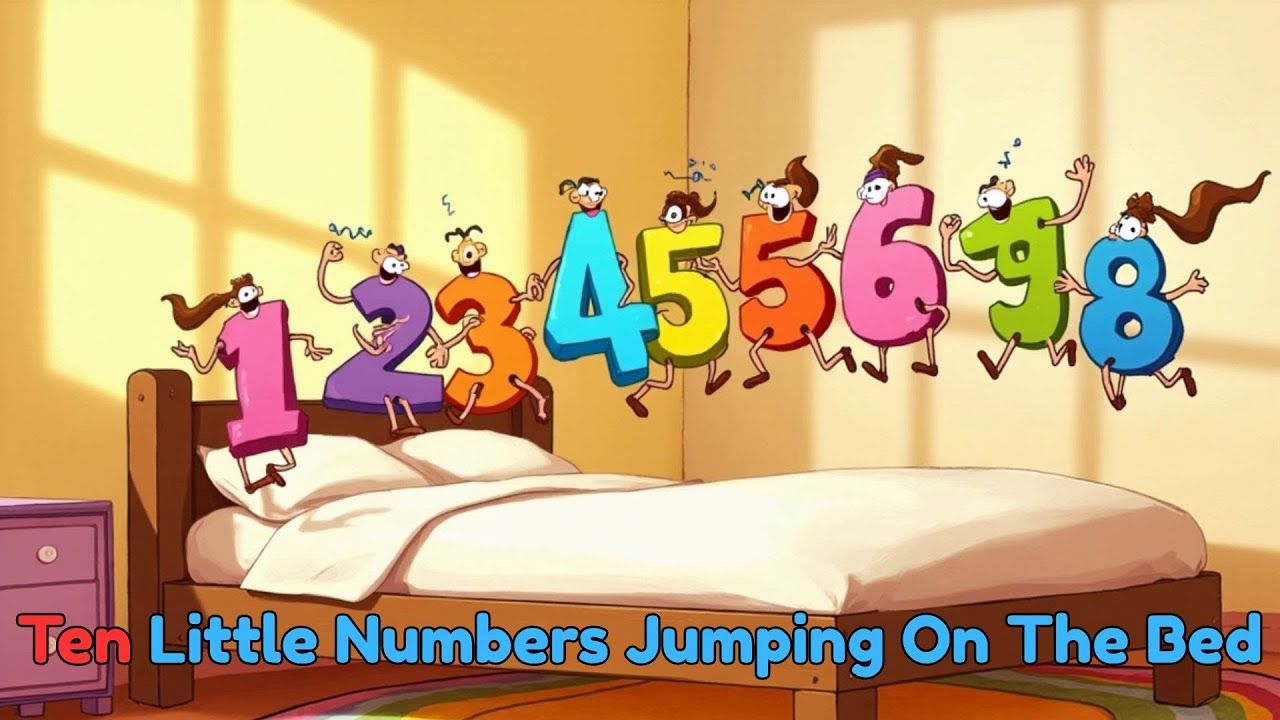 Ten Little Numbers Jumping On The Bed | Number Song For Kids | The Bairn Show