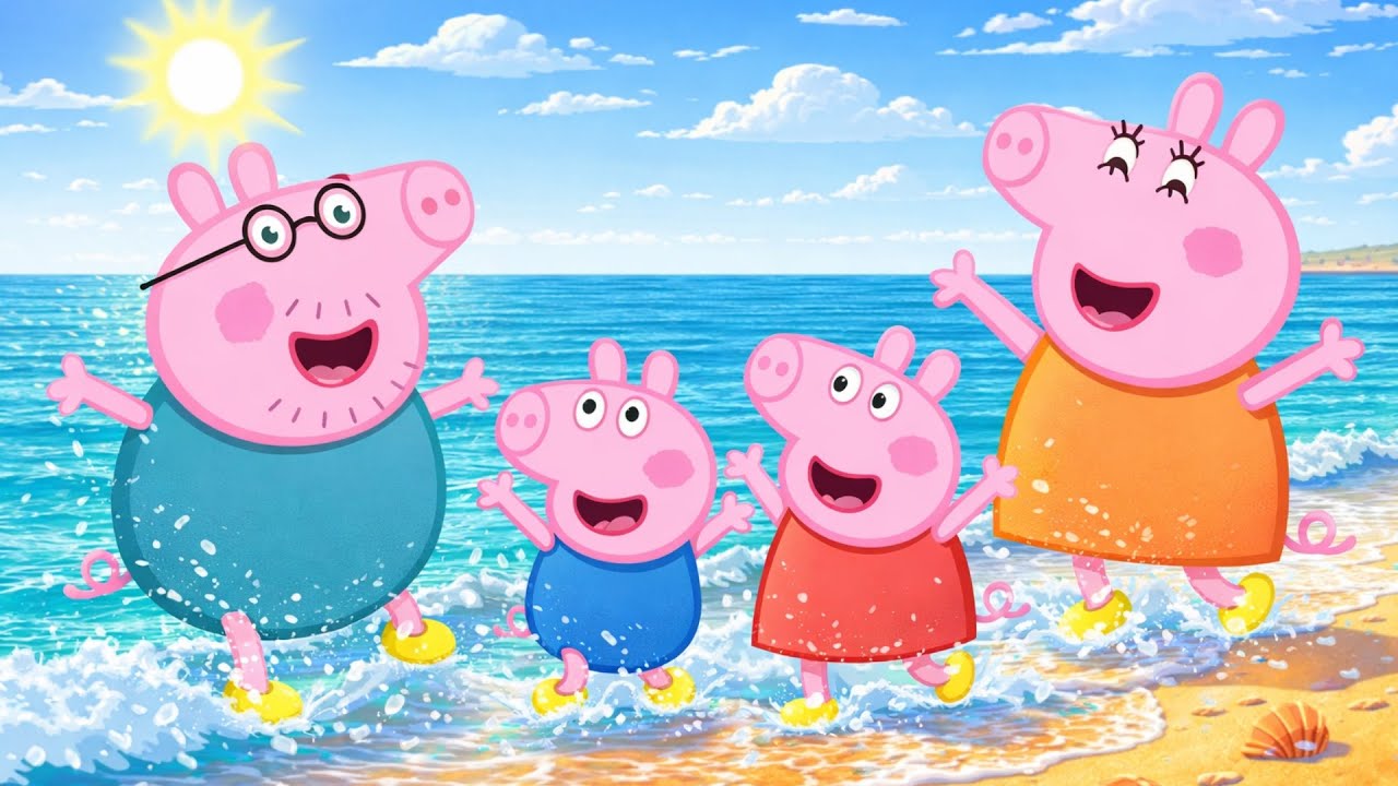 Peppa Pig : Our First Beach Trip Ever Turns Into a Big Splashy Family Day | Peppa Pig Animation