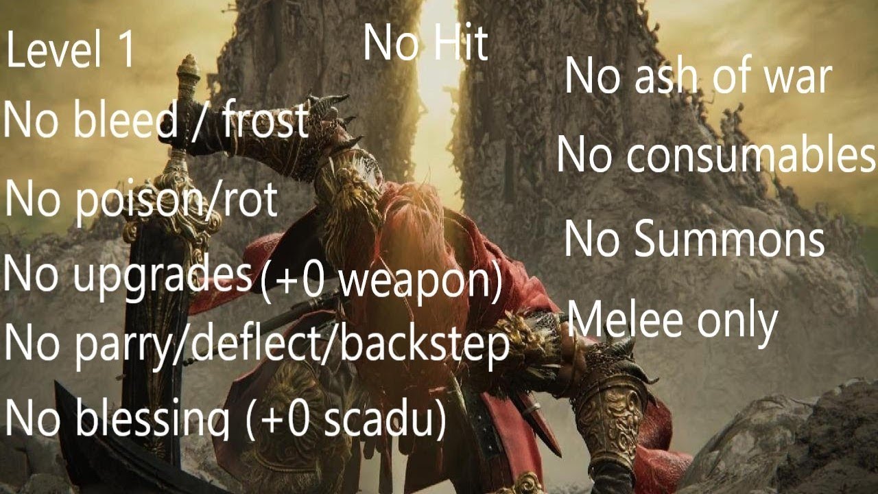 Elden Ring DLC - Promised Consort Radahn [No Damage/RL1/0 blessing/No upgrades/No parry/backstep ]