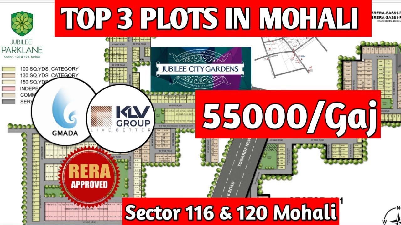 GMADA Top 3 Plot Options in Mohali, Jubilee City Gardens, Jubilee Parklane, Signature Lake City