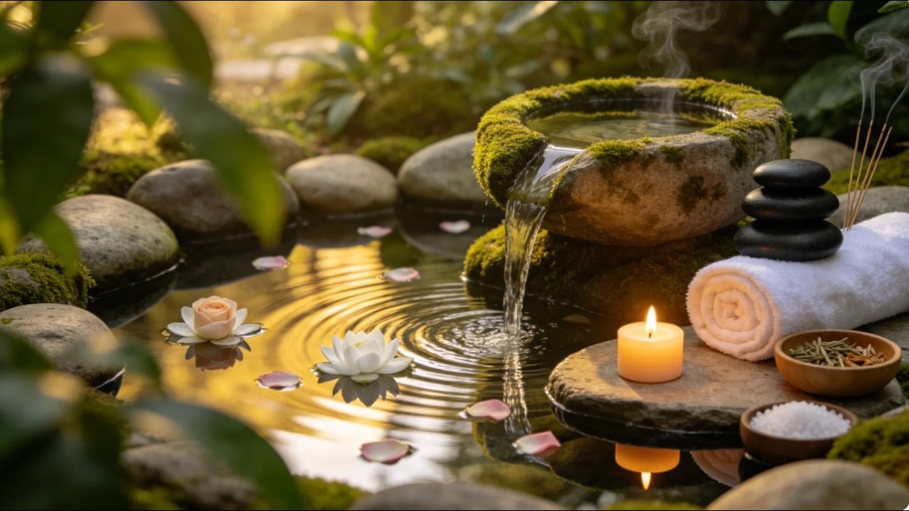 Tranquil Water Fountain Sounds 🌊 Stress Relief, Meditation & Study Music