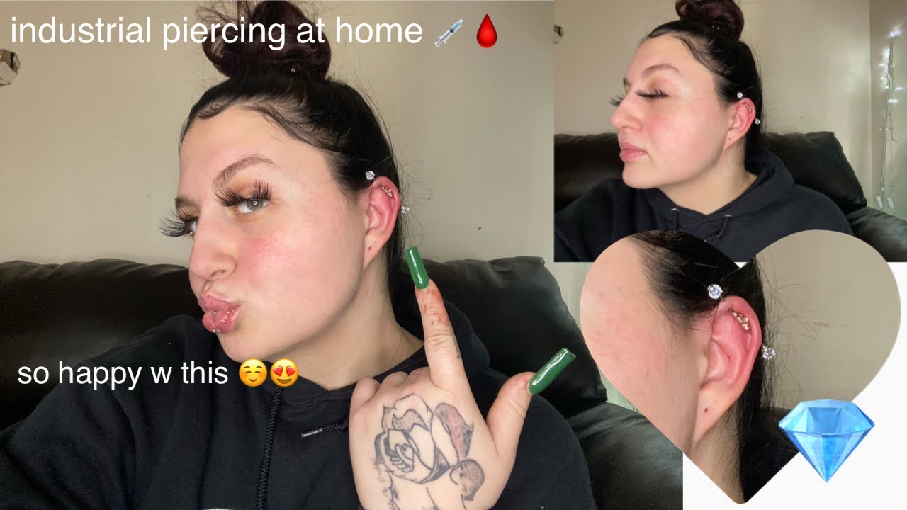 INDUSTRIAL PIERCING | How to pierce your industrial at home!! **safely**