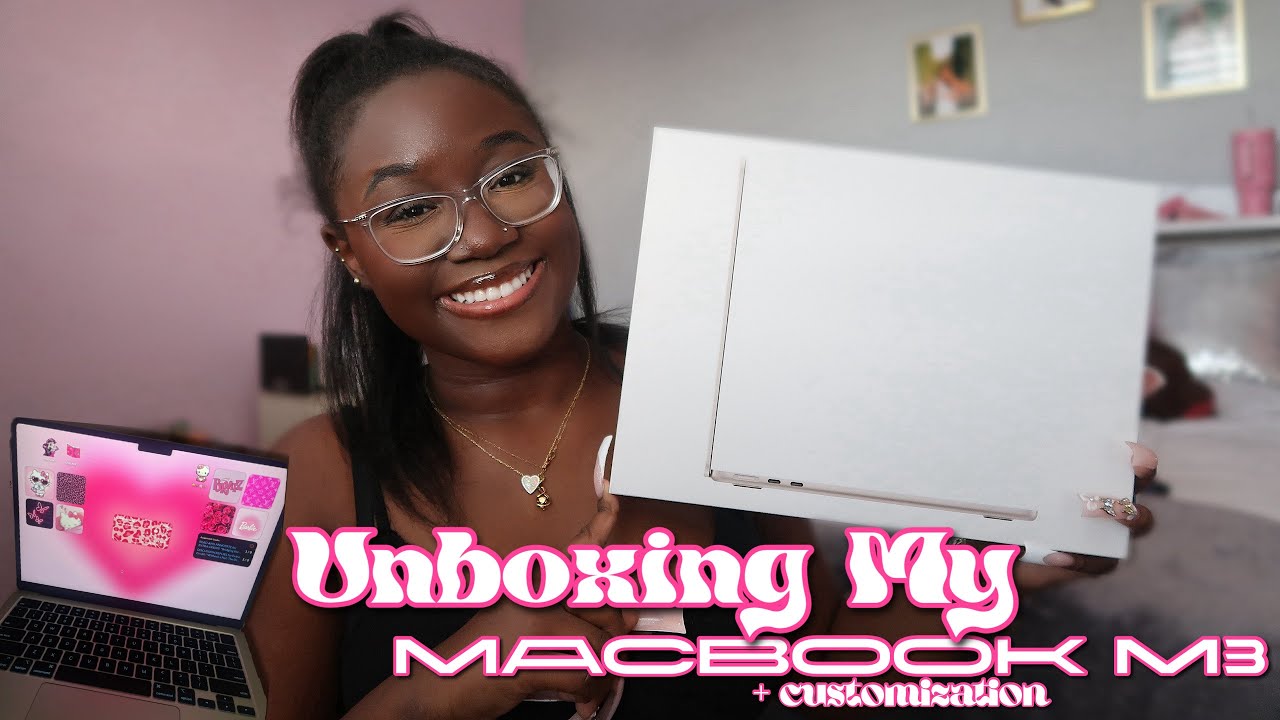 UNBOXING + CUSTOMIZING MY NEW MACBOOK M3 ~ STARLIGHT~ | accessories, setup, & more!
