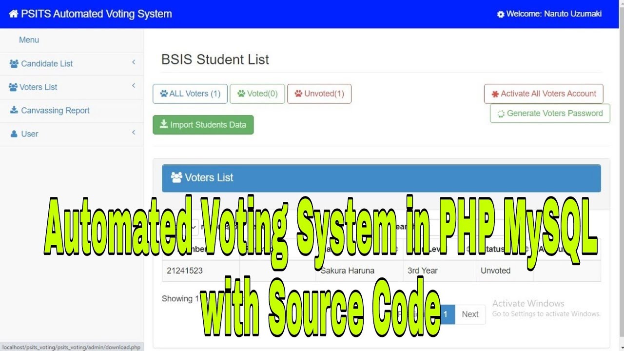 Automated Voting System in PHP MySQL with Source Code