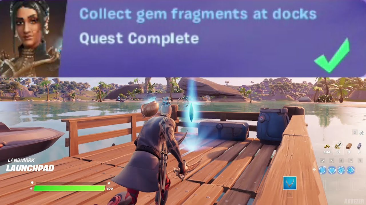 Collect gem fragments at docks - Fortnite