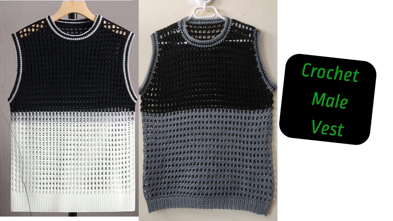 Crochet Mesh Male Vest