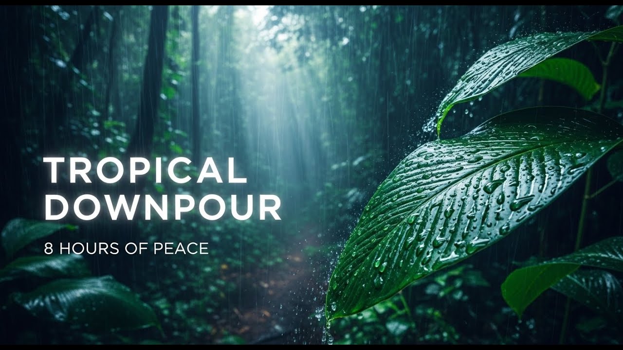 Tropical Rainforest Downpour | 8 Hours of Heavy Rain Sounds for Deep Sleep, Relaxation & Meditation