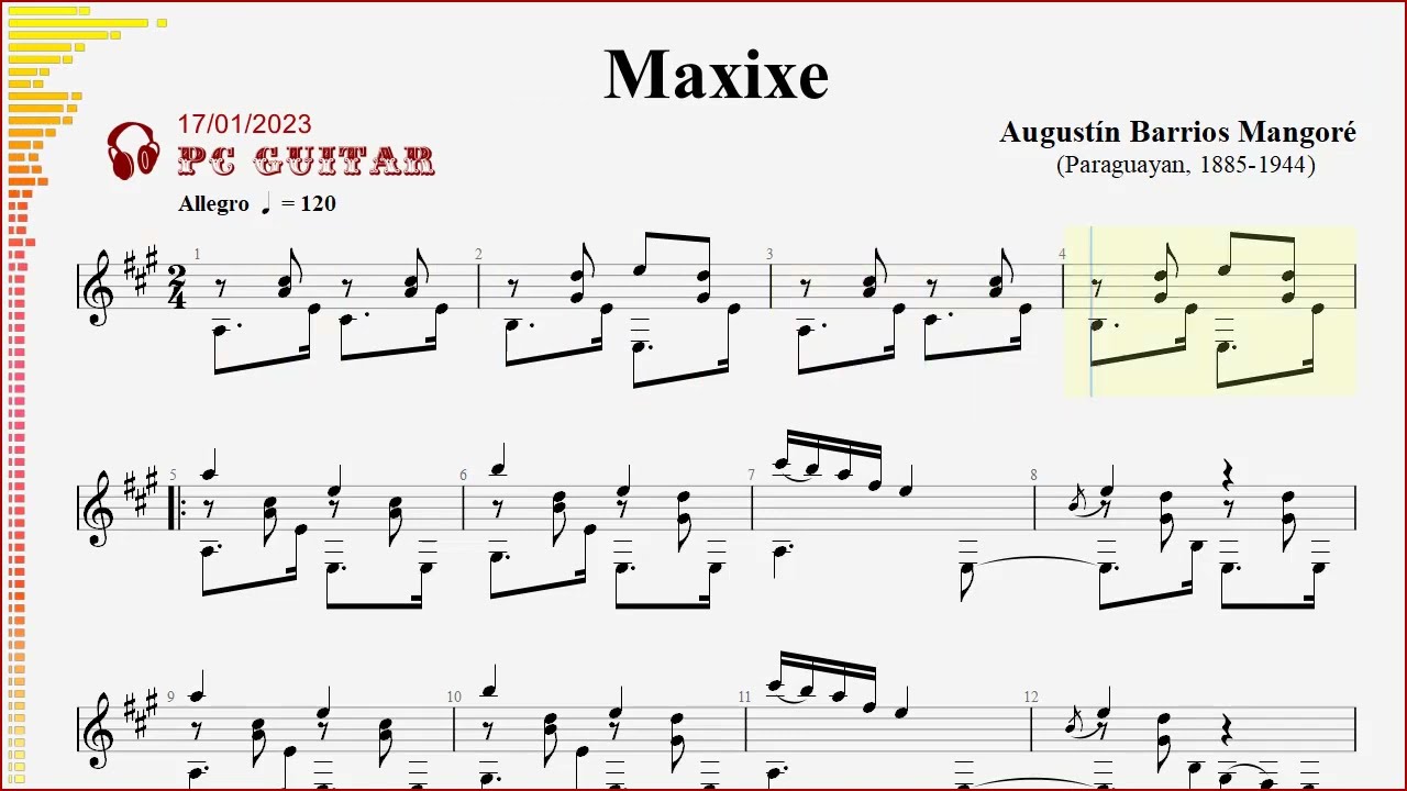 Agustín Barrios, Maxixe, guitar