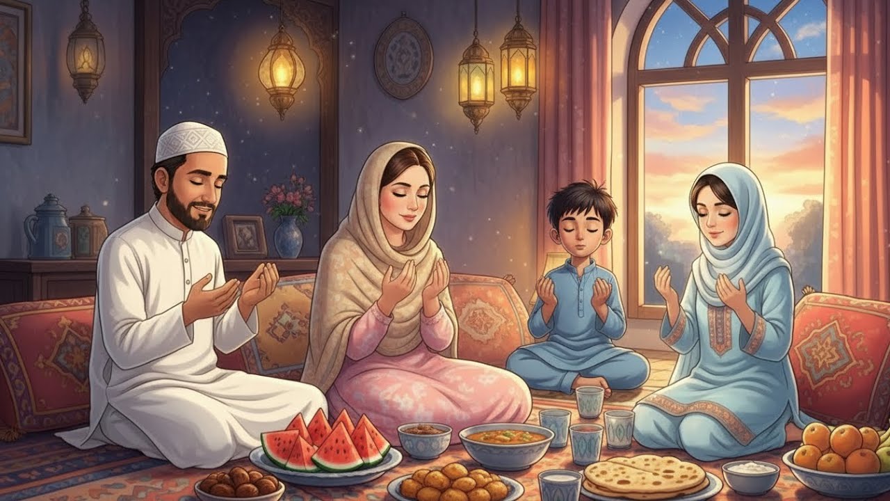 A Day in Ramadan 🌙 Sehri to Iftar | Ghibli Style Muslim Family