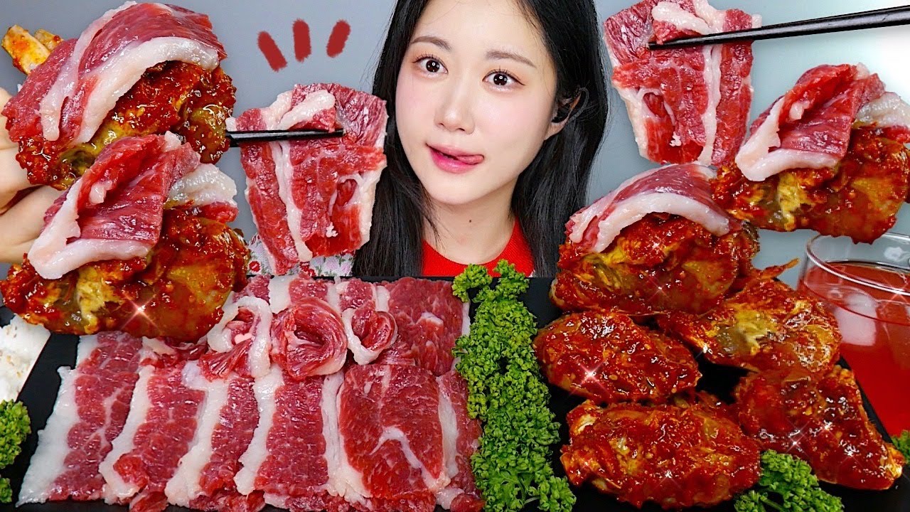 Сырая Говядина + Острый Сырой Краб✨Это сочетание очень вкусное! | eating show | asmr mukbang korean