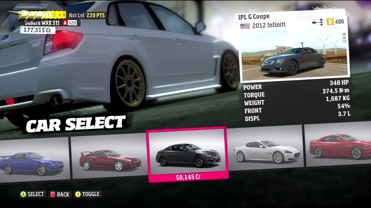 Forza Horizon - Cars List - Power And Performance