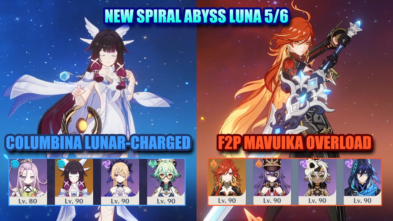 NEW Spiral Abyss Luna 5/6 | F2P Columbina Lunar-Charged & F2P Mavuika Overload | Genshin Impact