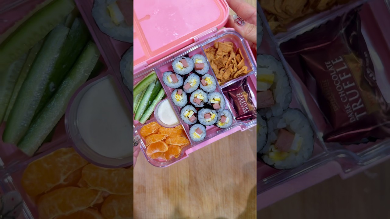 Spam & Egg Sushi for my kids lunch🍙🍊 #lunchformykid #rice #spam #roadtrip #toddlerlife #bentonoods