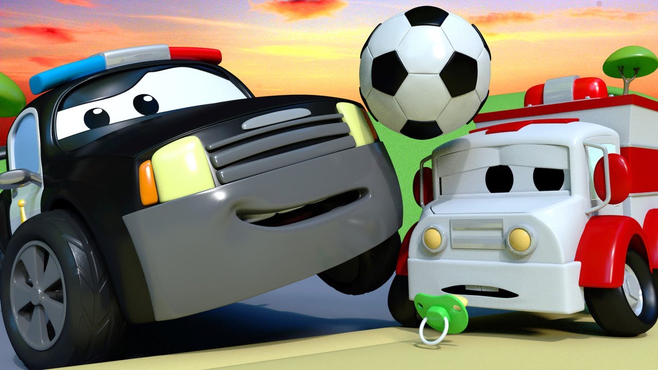 Auto patrouille Nederlands 🚓  Het voetbalraadsel  🚒 Autostad 🚓 politieauto cartoon voor kinderen