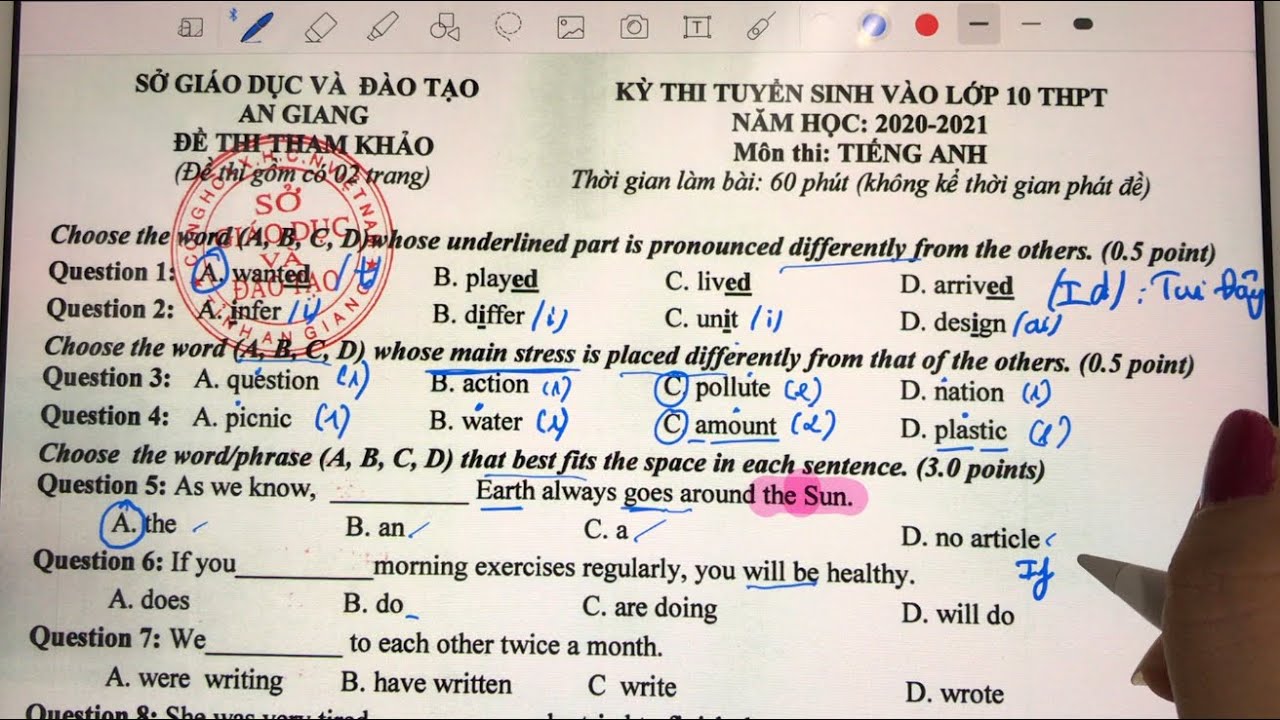 Đề Anh 14 - An Giang |Giải đề thi tuyển sinh vào 10 môn Tiếng Anh năm 2020