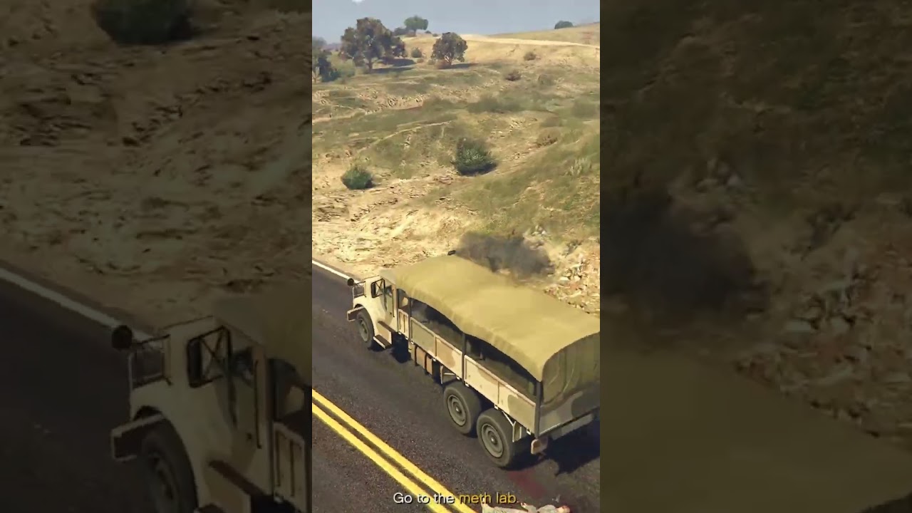 Trevor steal military equipment from a convoy to use in 