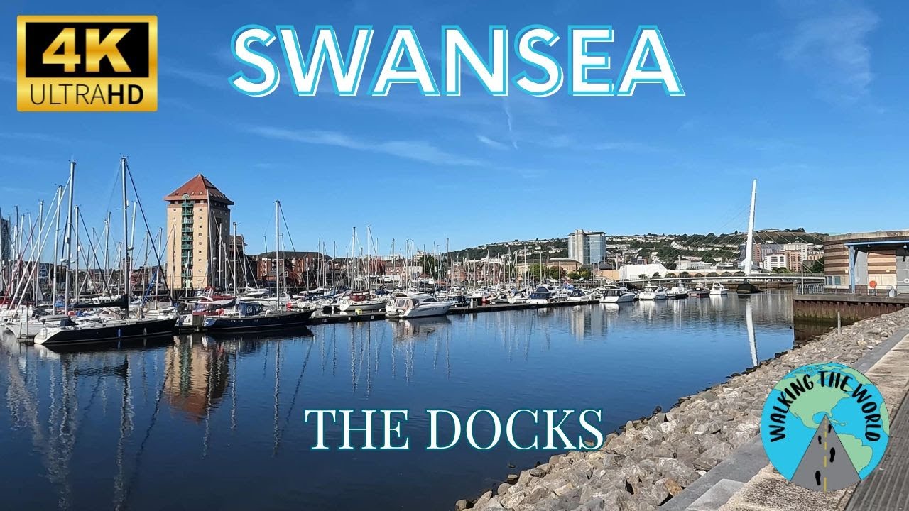 Swansea Docks and Marina 4k walking tour video September in Swansea Wales United Kingdom