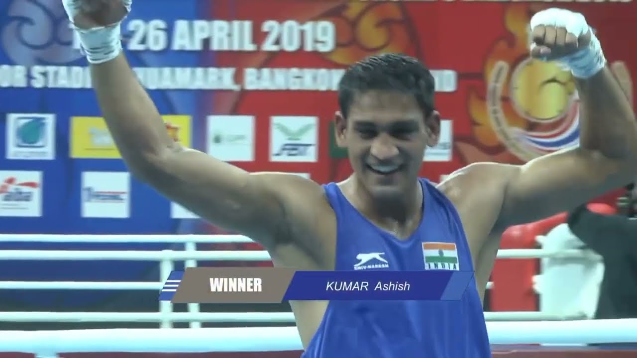 Ashish Kumar (blue) India vs China / boxing  Asian championship 2019 Thailand #teamindia