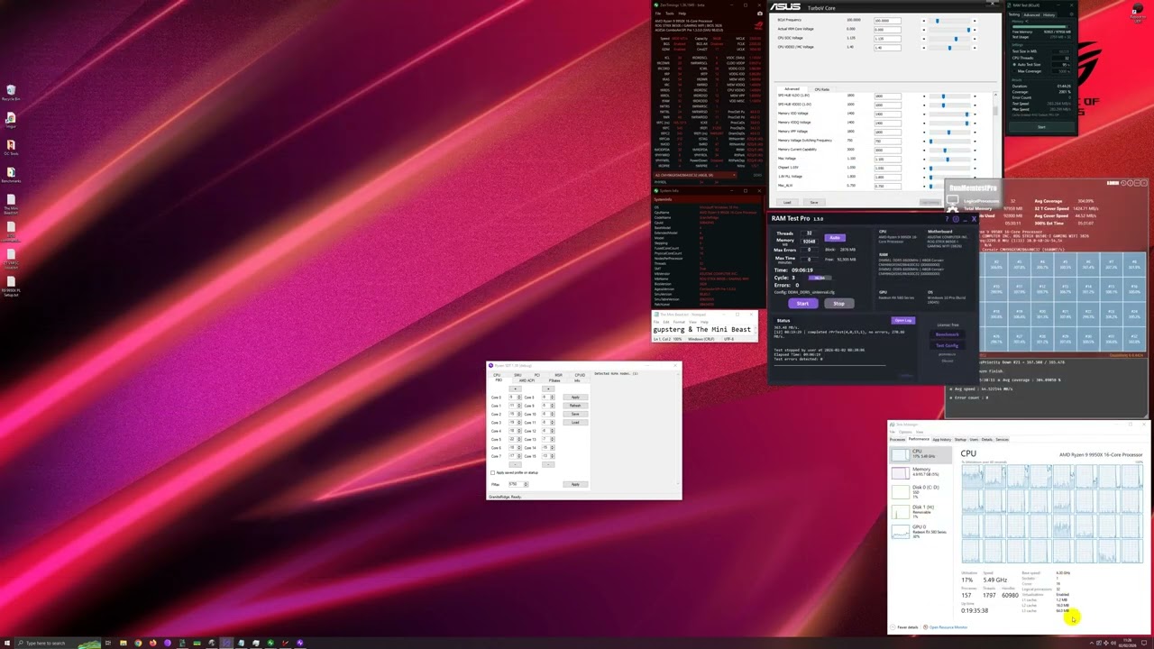 R9 9950X PBO CO L2.3.1 66C30 GDM On v1.0a Swap APU PDA N131 Mixed Testing ~19.5hrs
