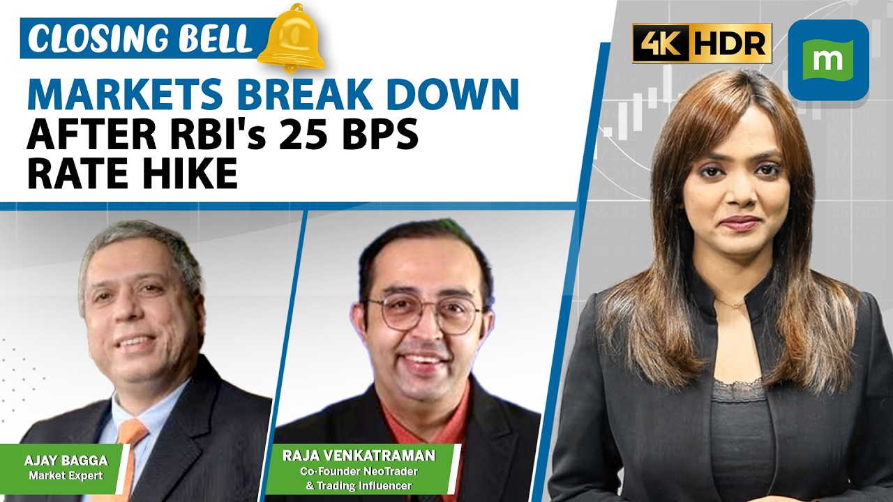 Live: Banks, realty, auto stocks slip on RBI's hawkish shift; rupee crosses 97/$ | Closing Bell
