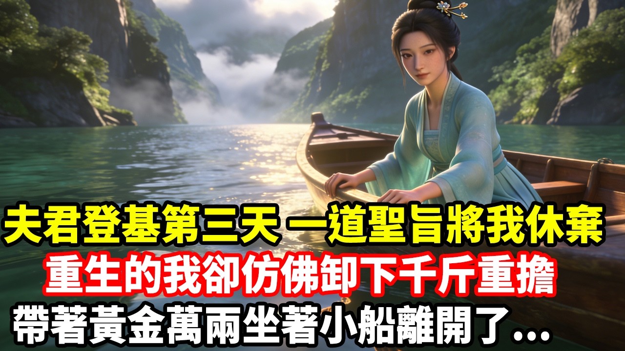 夫君登基第三天，一道聖旨將我休棄，重生的我卻仿佛卸下千斤重擔，帶著黃金萬兩坐著小船離開了......