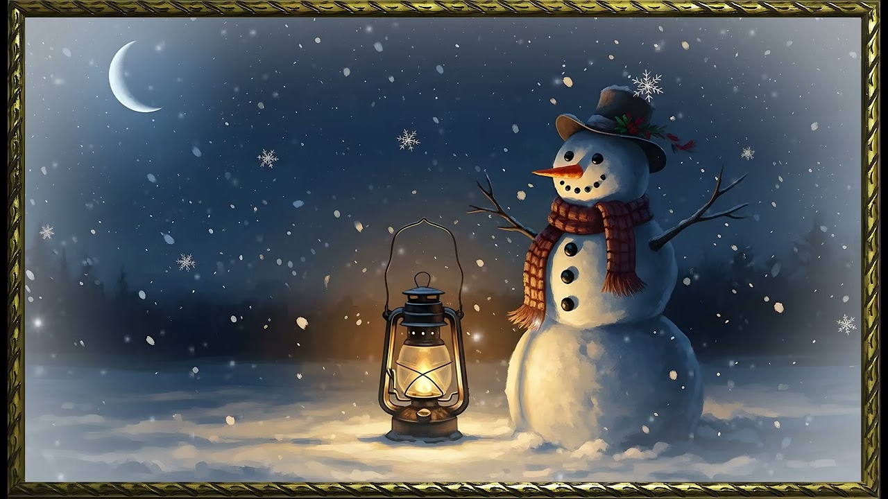 Vintage Winter Meadow Calm Painting | Gold Frame TV Art | Art Screensaver for TV | Wall Art