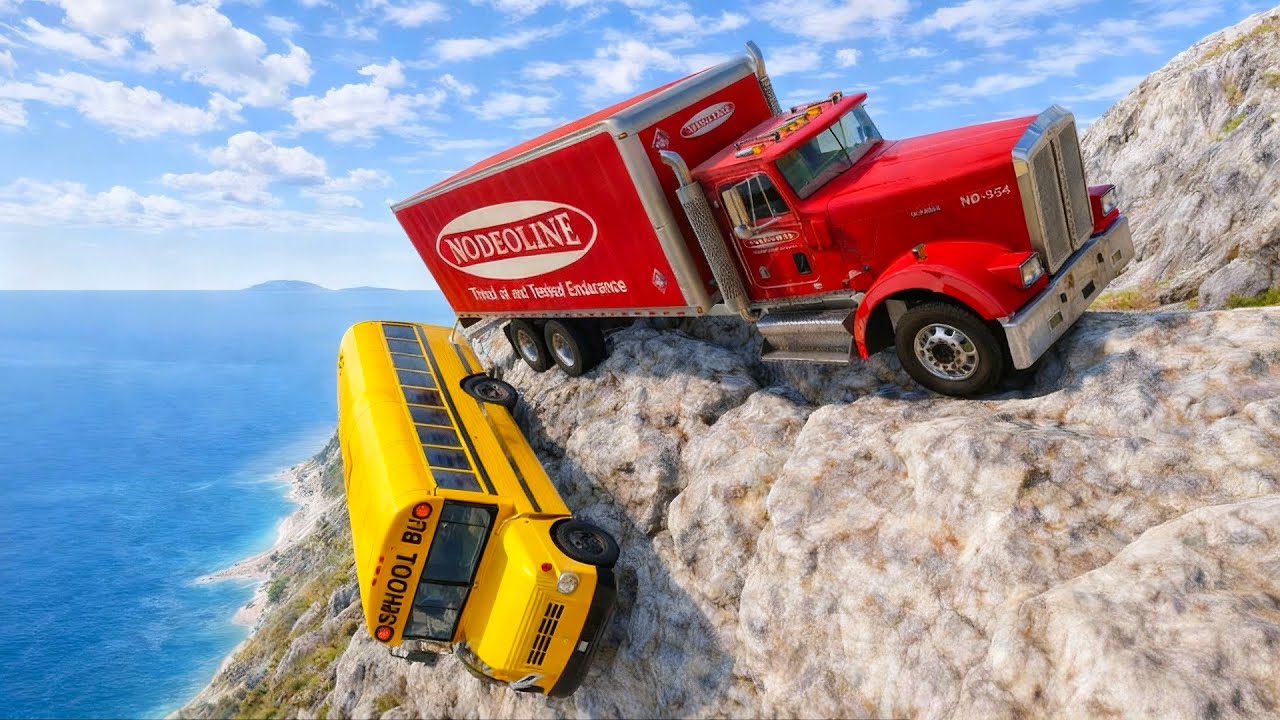 Bus vs Cliff Dangerous mountain drop 💥😵 | Beamng drive #80!
