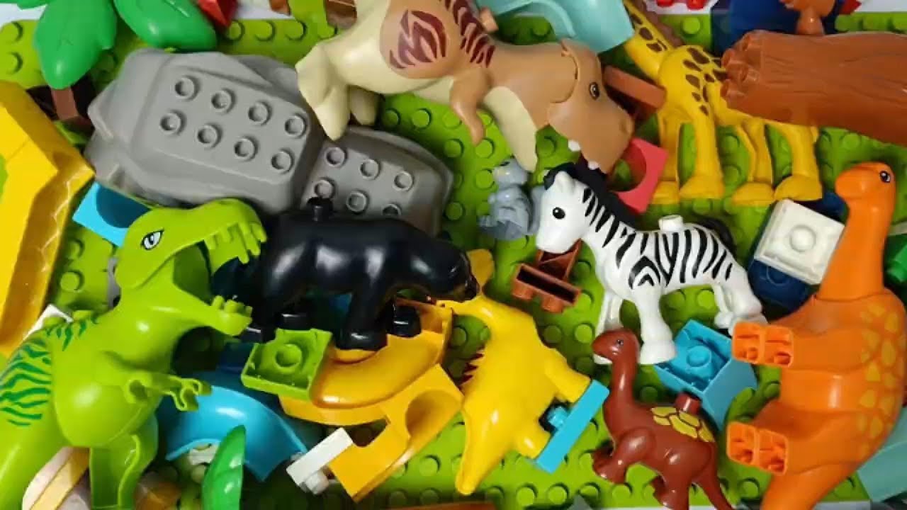 Satisfying Building Blocks Marble Run ASMR #404 dinosaurs and wilds animals course Live 8