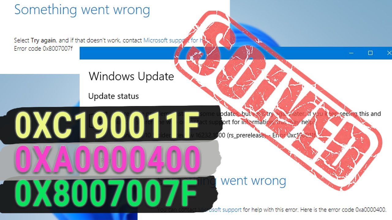 How to Fix Windows 10 to Windows 11 Update Error 0xc190011f, 0xa0000400, 0x8007007f
