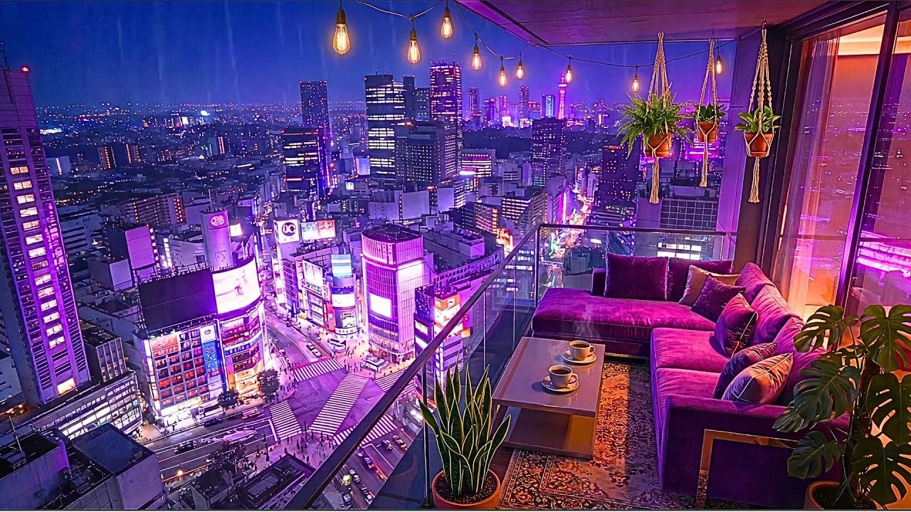 Tokyo Shibuya Night 🌧️🌆 Ultra Calm Lofi Lounge Music & Rain Ambience for Study & Relaxation
