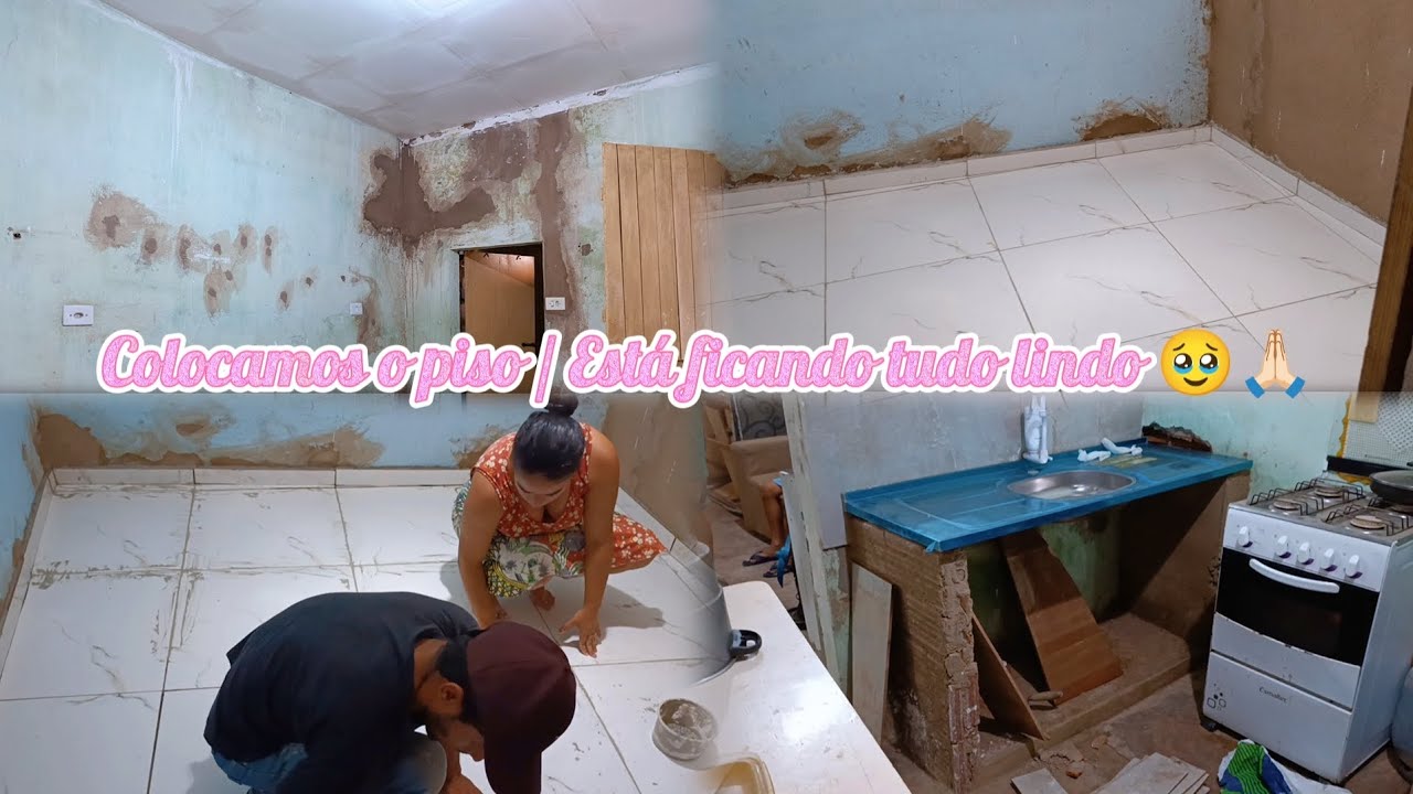 COMEÇOU A COLOCAR O PISO / ESTÁ FICANDO LINDO 🏠🥹🙏🏻 @FaysaRoberta 