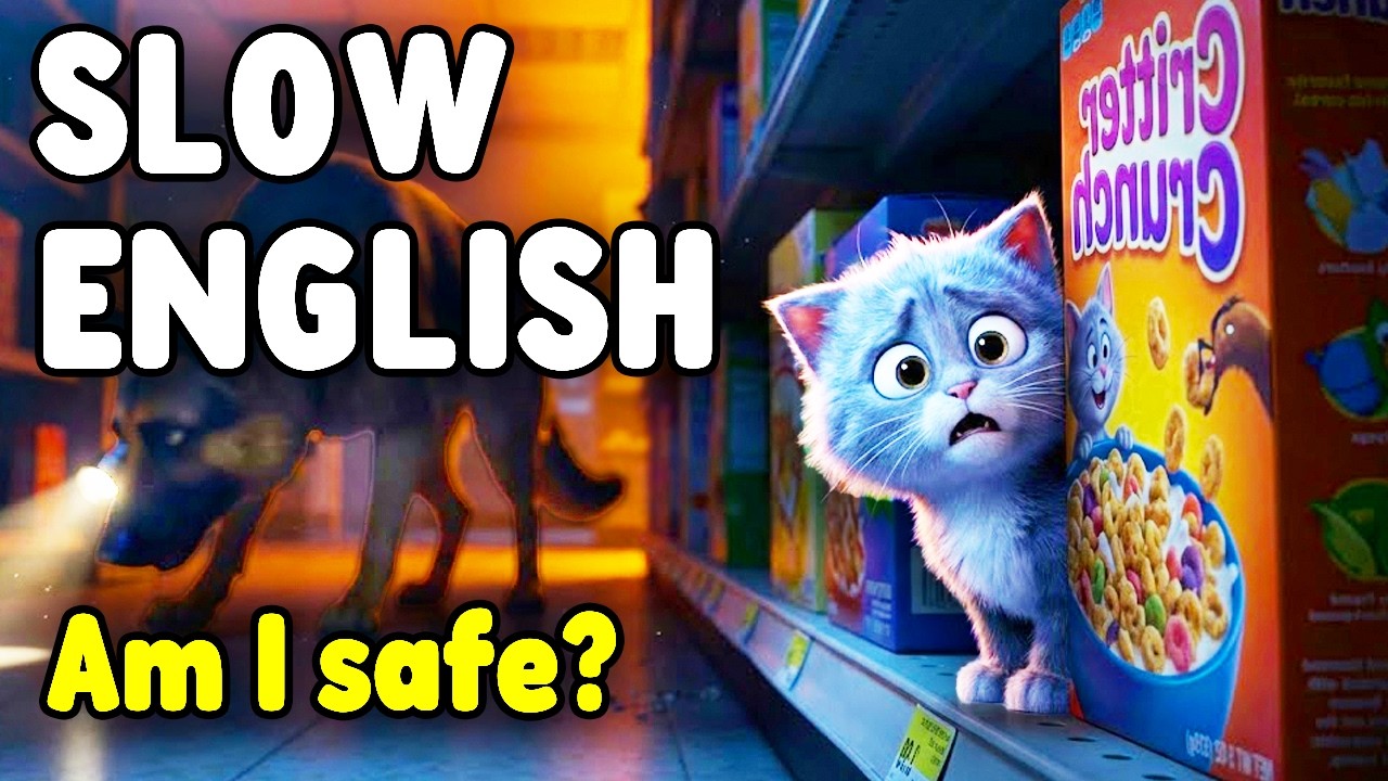 Lost Kitten vs Security Dog | Supermarket Story. English Listening Practice for Beginners (A1-A2)