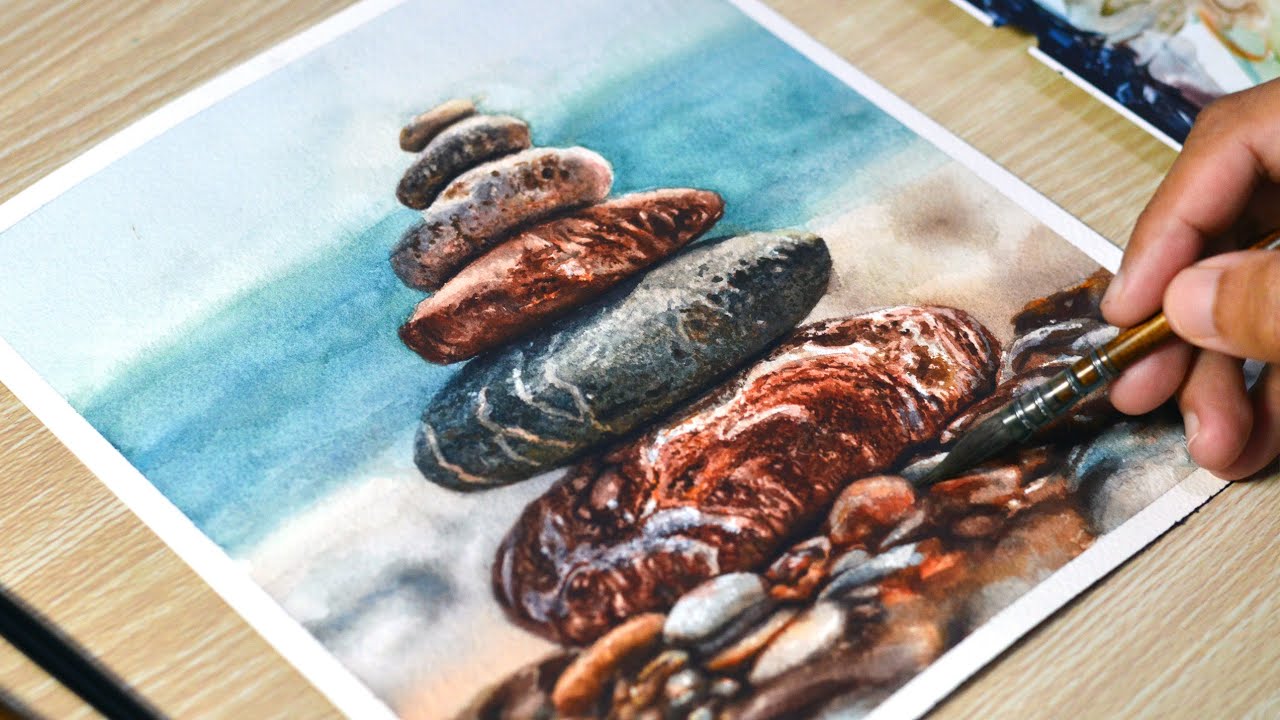 Painting Stone Pile in Watercolor