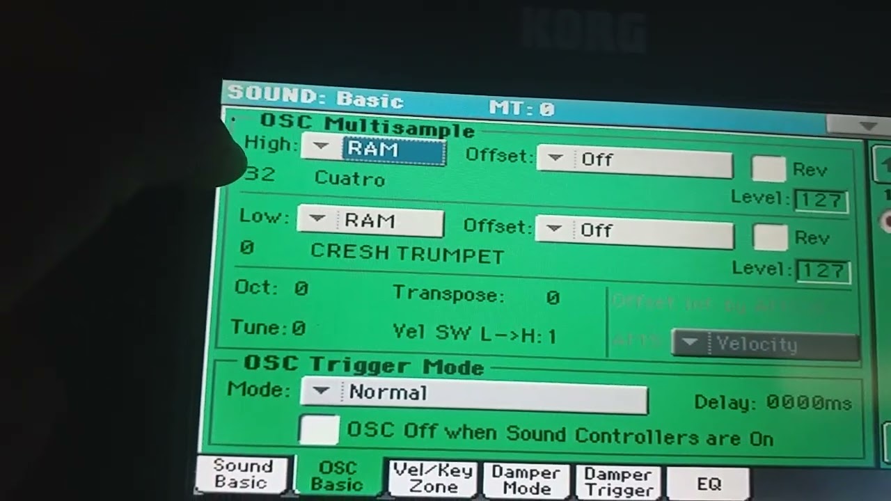 Sensibilidad a un Sonido Sample en un teclado Korg Pa 600 o  korg pa 300, 900, 3x (Solución error)